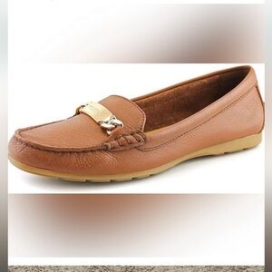 Coach Olive Pebble Grain Leather Loafer Saddle Brown